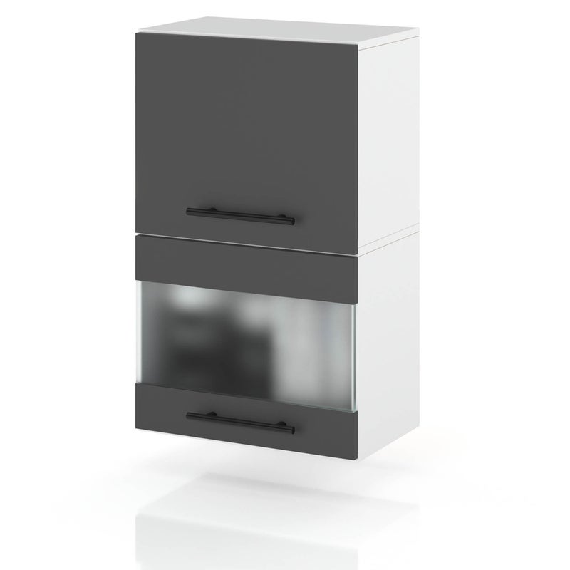 Szafka kuchenna wisząca witryna z szybą klapowa 40cm spremium szary mat