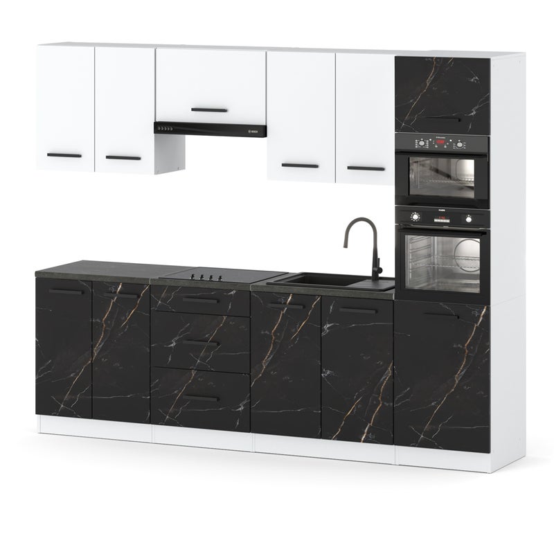 Kuchnia ze słupkiem modułowa nowoczesna duża 2.6m biały biały san sebastian