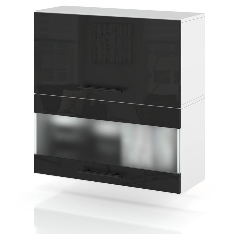 Szafka kuchenna wisząca witryna klapowa 60cm spremium czarny połysk