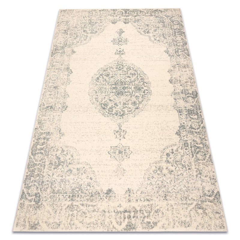 Dywan ABBY 486.24.LA100 wełniany OSTA - Ornament, ramka klasyczny beż / niebieski 120x170 cm