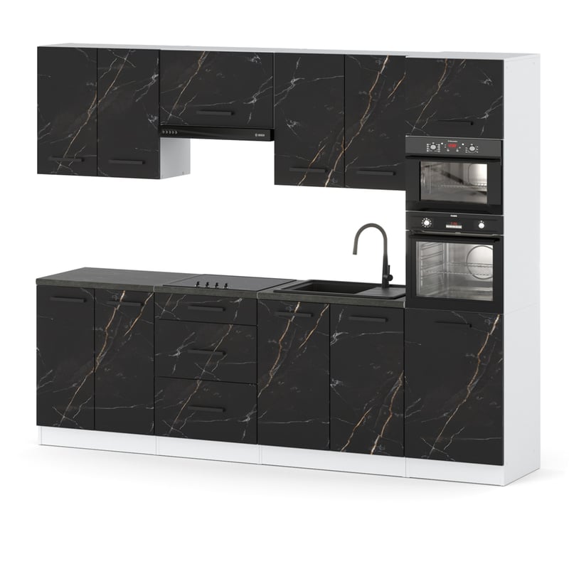 Kuchnia ze słupkiem nowoczesna modułowa z blatem 2.6m biały san sebastian