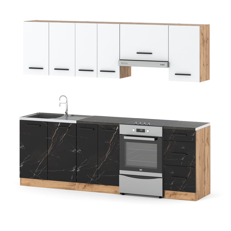 Kuchnia modułowa nowoczesna mała mokka 2.4m wotan biała mat san sebastian