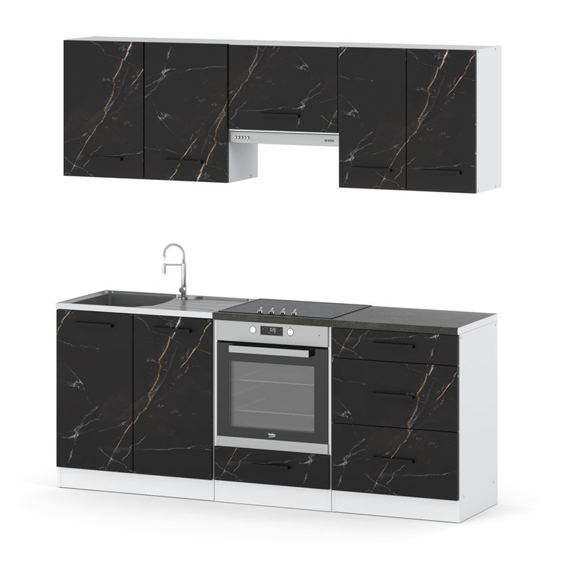 Zestaw kuchenny modułowy z blatem 2.0m mały nowoczesny biała san sebastian