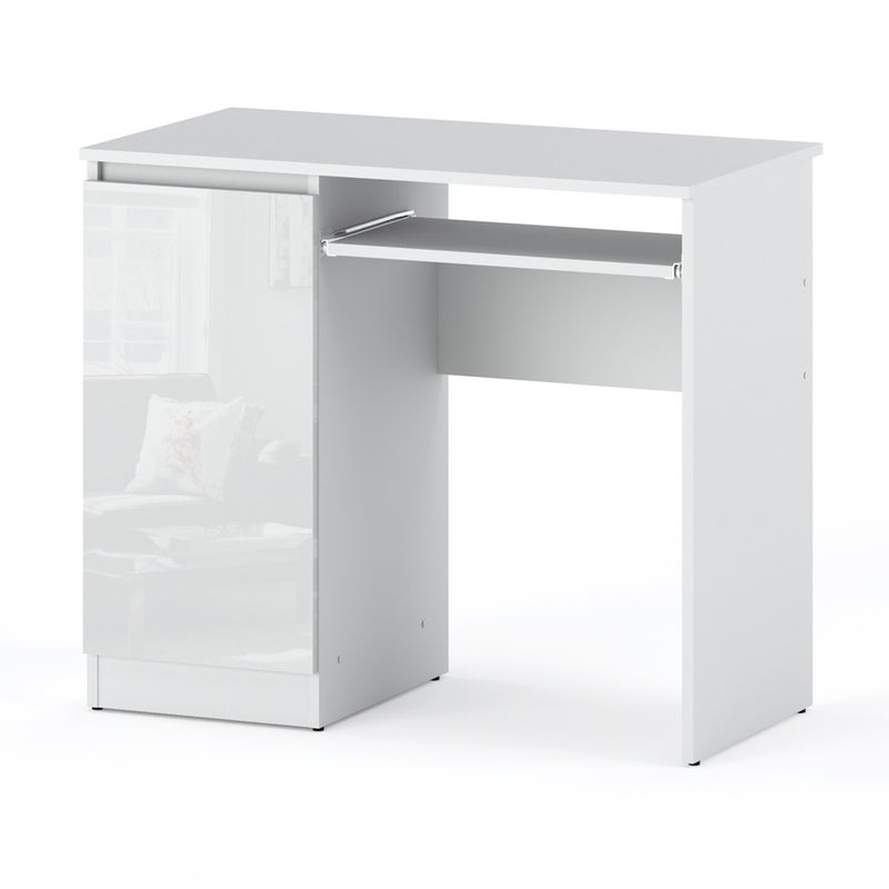 Biurko biały połysk komputerowe nowoczesne 90cm szkolne młodzieżowe hugo