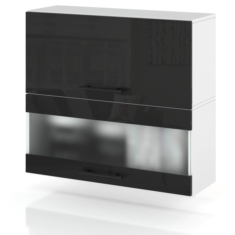 Szafka kuchenna wisząca witryna klapowa 80cm spremium czarny połysk