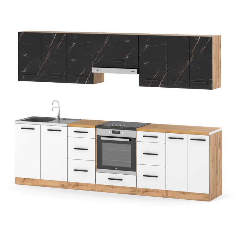 Kuchnia modułowa nowoczesna blat duża 2.8m wotan san sebastian biały mat