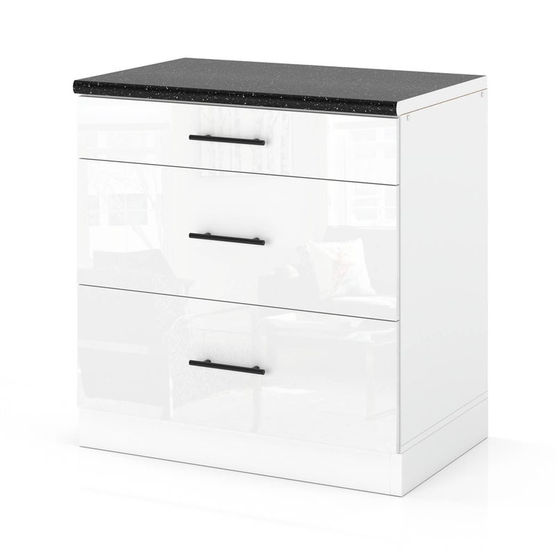 Szafka kuchenna stojąca z blatem 3 szuflady 80cm spremium biały połysk