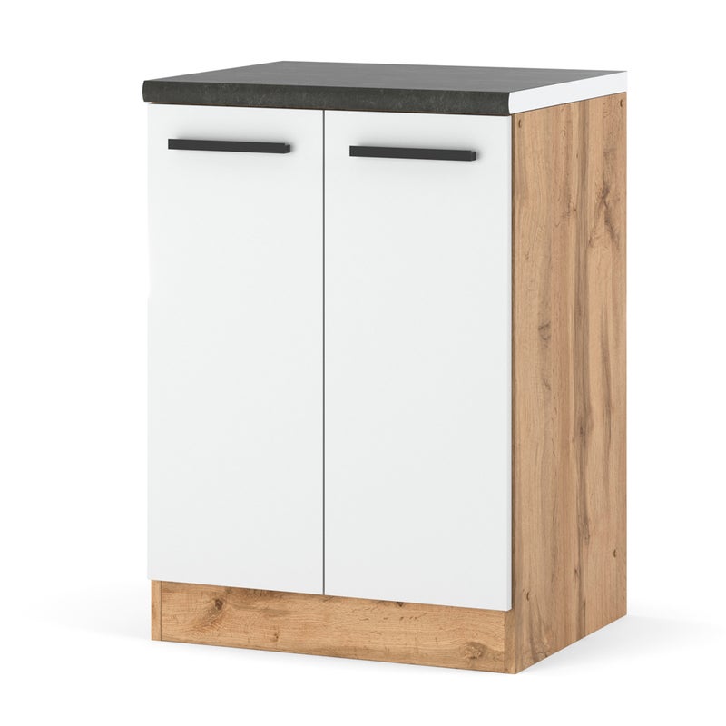 Szafka kuchenna stojąca z blatem modułowa blande 60cm wotan biały mat