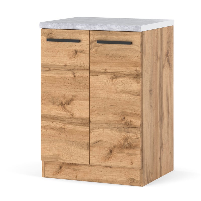 Szafka kuchenna stojąca drewniana z blatem modułowa blande 60cm dąb wotan