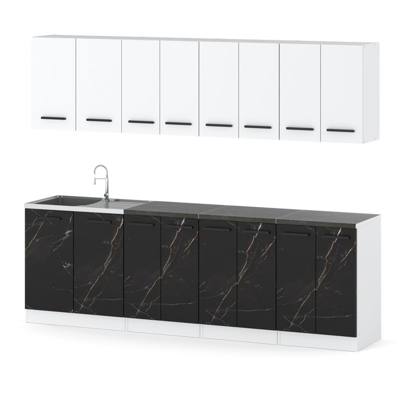 Kuchnia nowoczesna z blatem duża vero 2.6m biała biały mat san sebastian