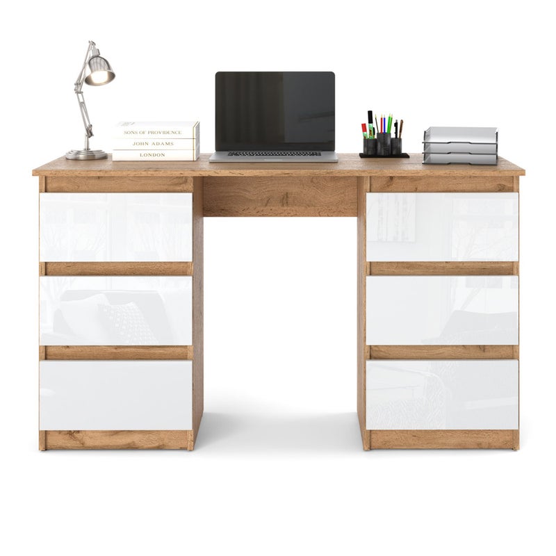HURTOWNIA-MEBLI Biurko szkolne komputerowe nowoczesne loft wotan biały połysk 120cm ofi