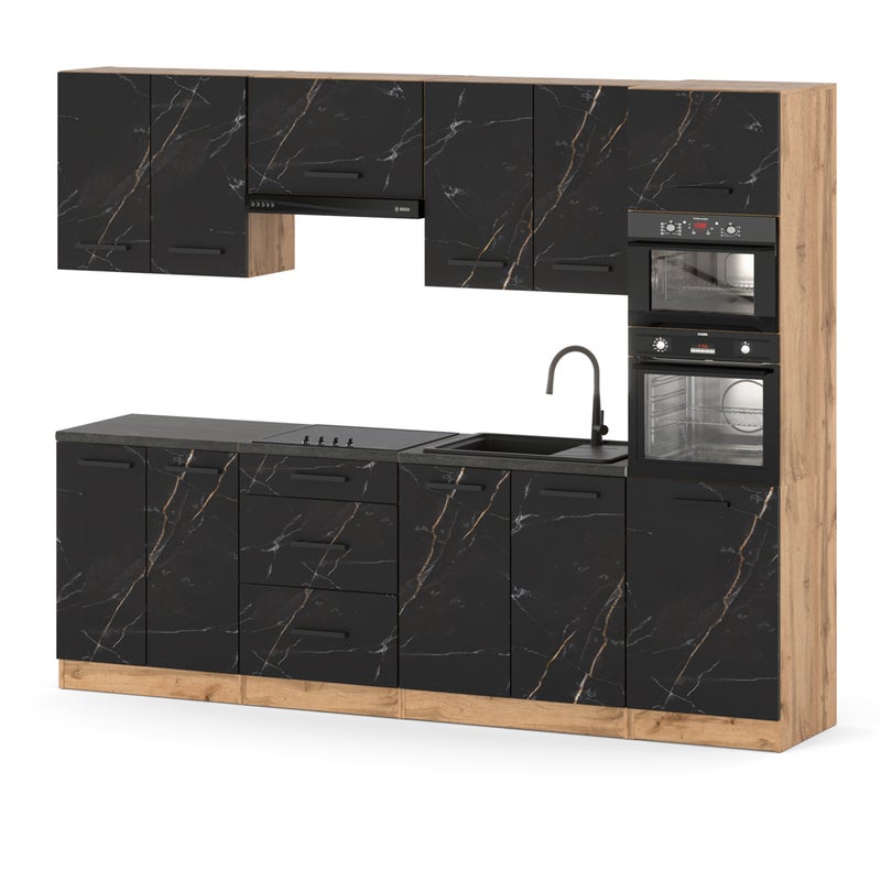 Kuchnia słupek modułowe z blatem marra 2.6m nowoczesna wotan san sebastian