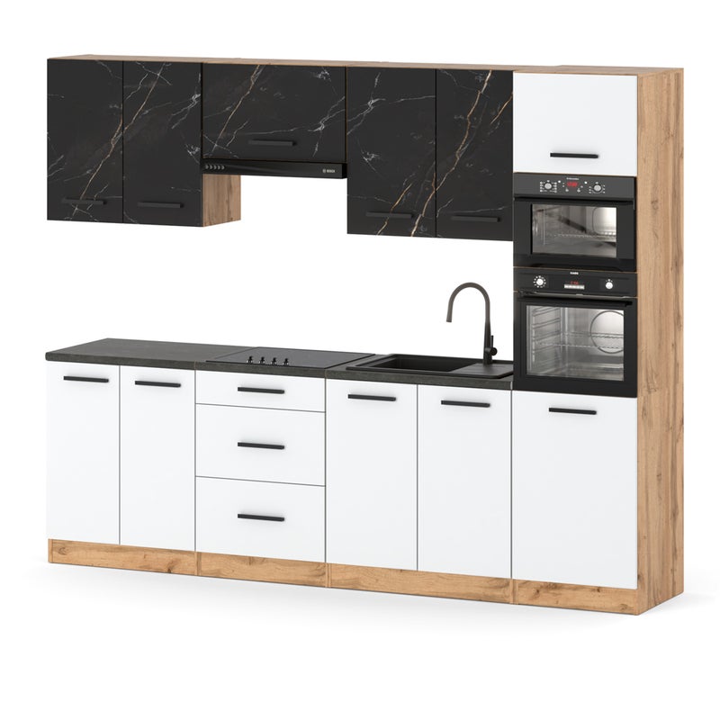 Kuchnia słupek nowoczesna modułowa z blatem 2.6m wotan san sebastian biały