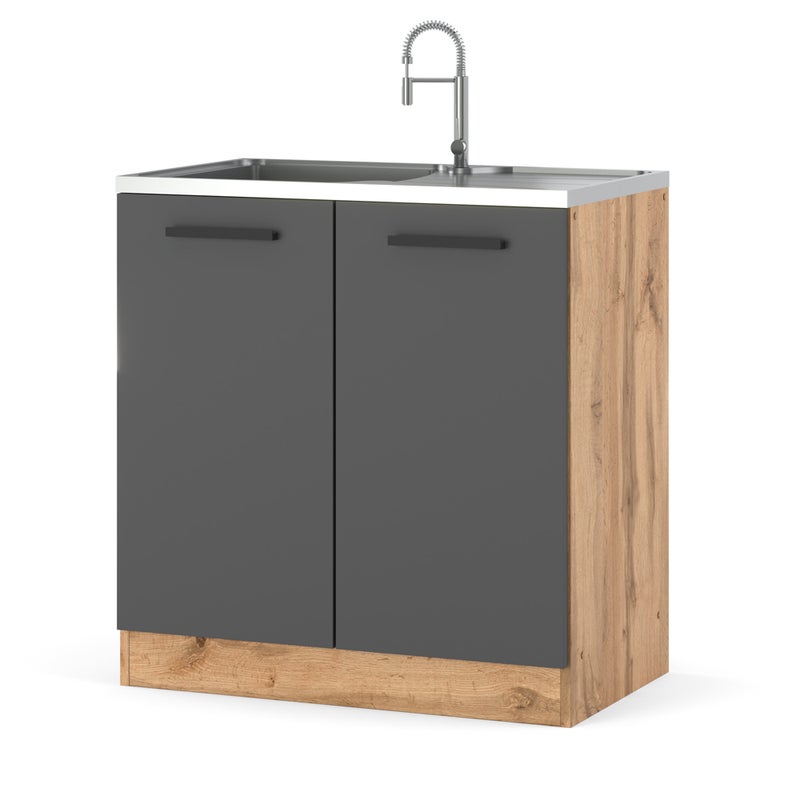 Szafka kuchenna stojąca modułowa pod zlew 80cm blande wotan szary mat