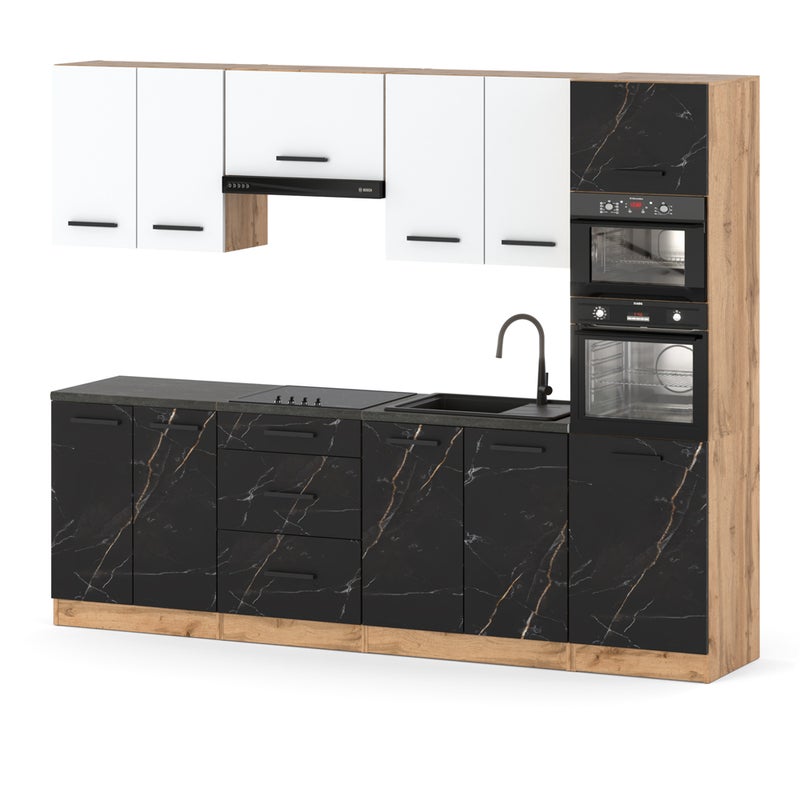 Kuchnia pojemna ze słupkiem modułowa blat 2.6m wotan biały san sebastian