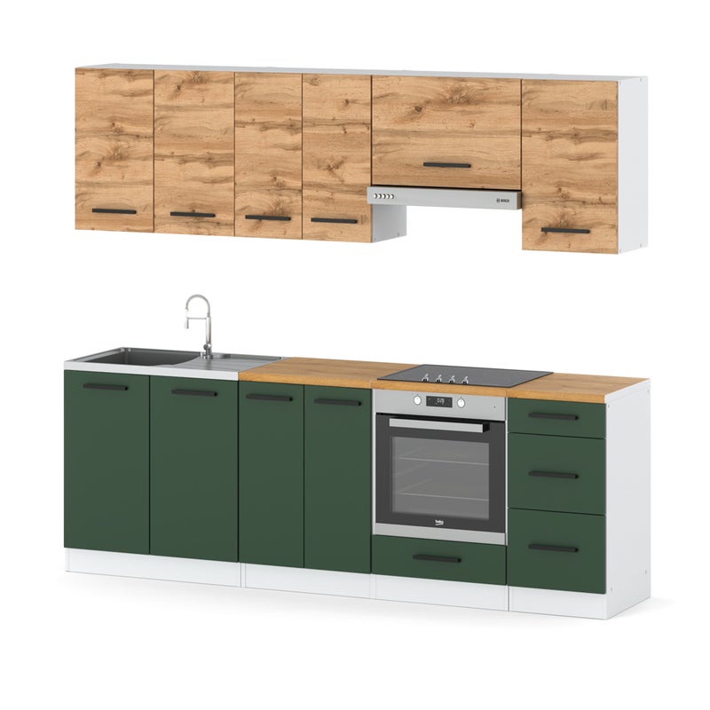 Kuchnia nowoczesna modułowa z blatem 2.4m pojemna biała wotan san sebastian