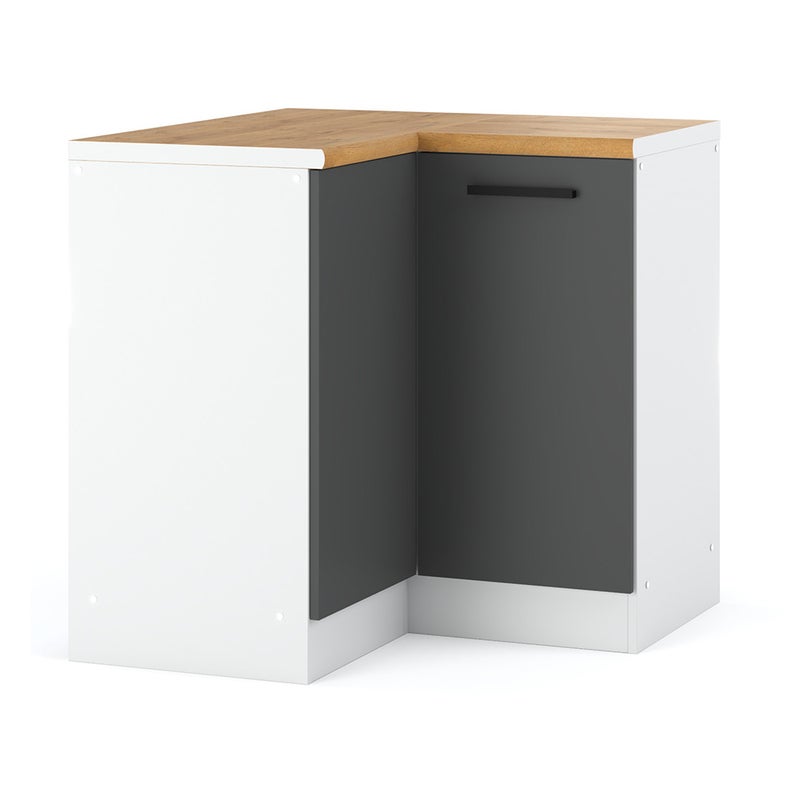 Szafka kuchenna stojąca narożna z blatem nowoczesna 90cm blande biała szara