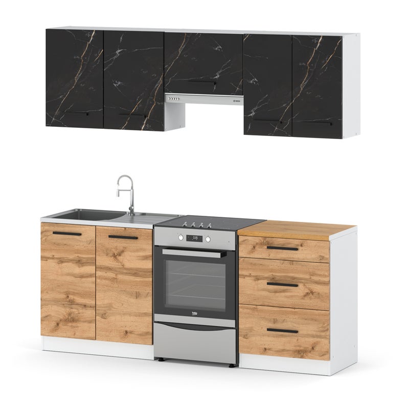 Kuchnia nowoczesna modułowa mała z blatem 2m biały san sebastian wotan