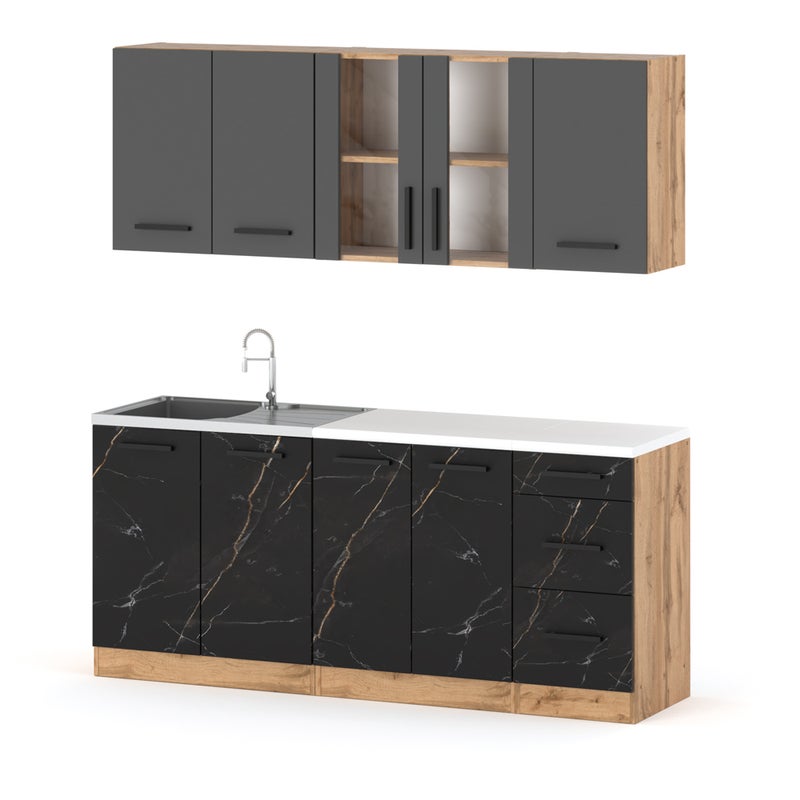 Kuchnia mała modułowa nowoczesna blat rest 2.0m wotan szary san sebastian