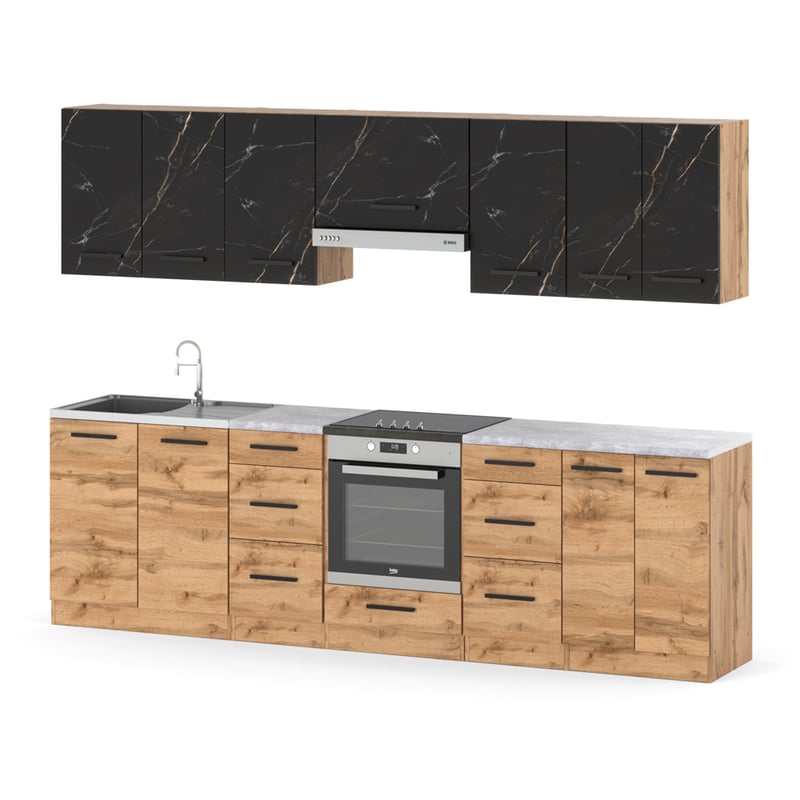 Meble kuchenne duże pojemne z blatem 2.8m pojemne wotan san sebastian wotan