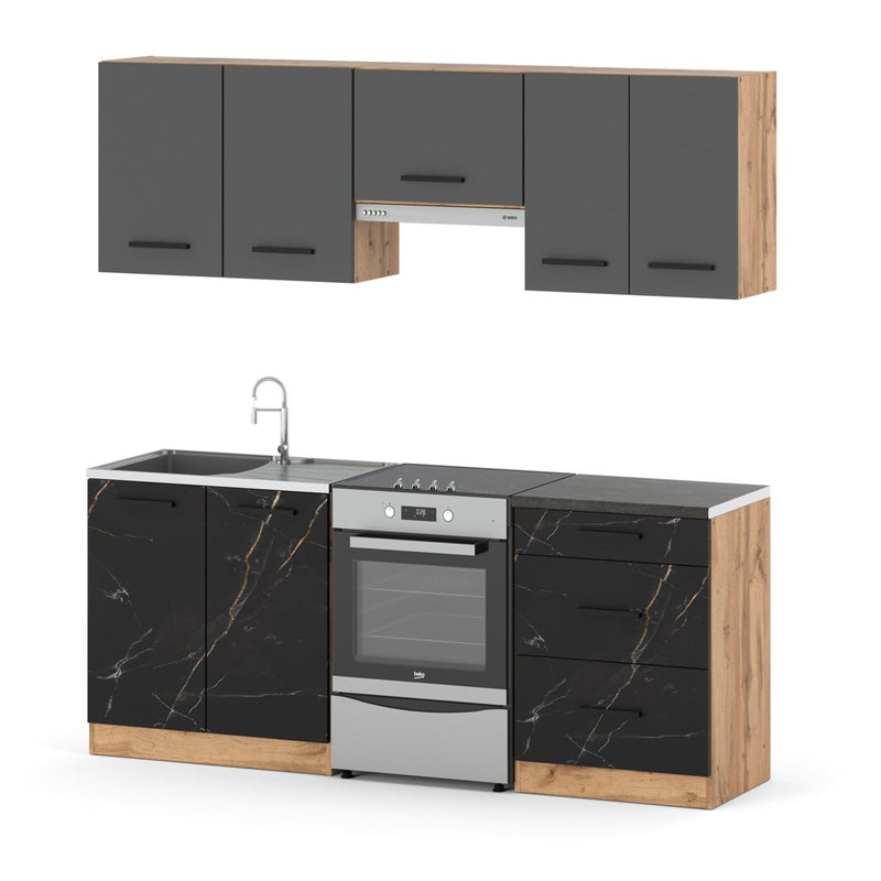 Kuchnia mała nowoczesna modułowa 2m pojemna wotan szara mat san sebastian