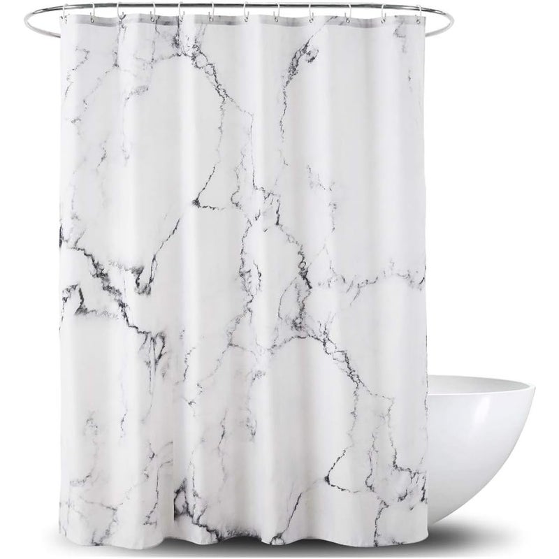 Rideau de shower en tissu - Waterproof with reinforced ourlet - Washable - In marble imitation polyester, Polyester, 180 x 200 centimeters