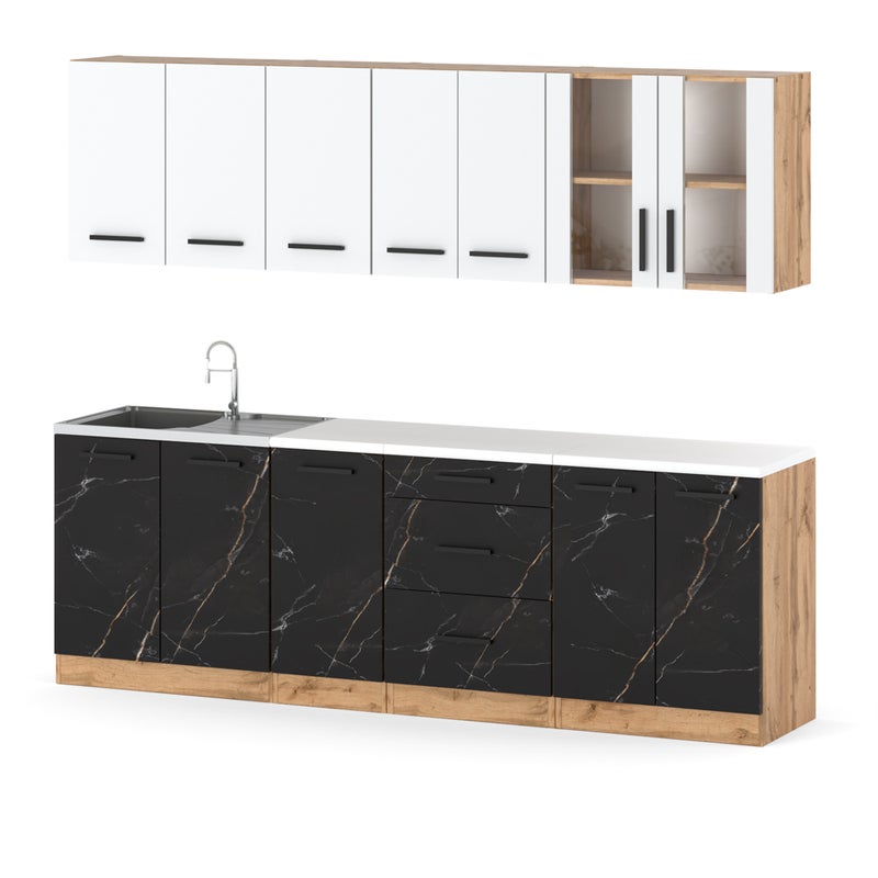 Kuchnia modułowa nowoczesna z blatem duża 2.6m wotan biały san sebastian