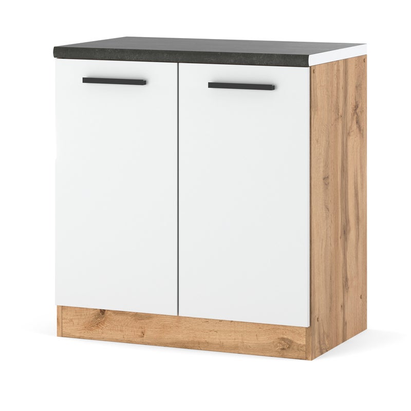 Szafka kuchenna stojąca z blatem modułowa blande 80cm wotan biały mat