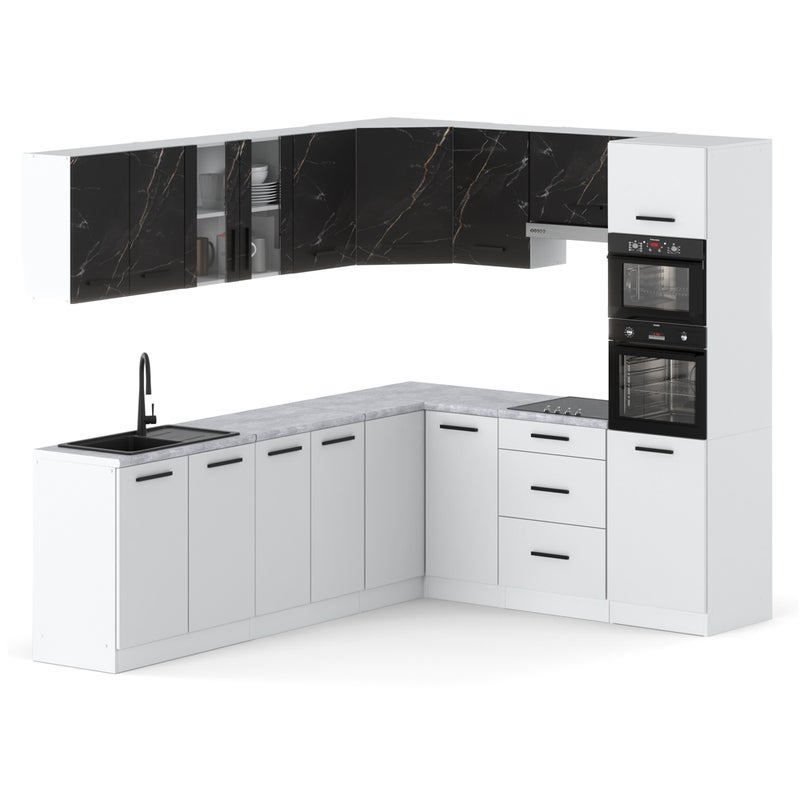 Kuchnia marra duża narożna z blatem pojemna 4.6m biała san sebastian biała
