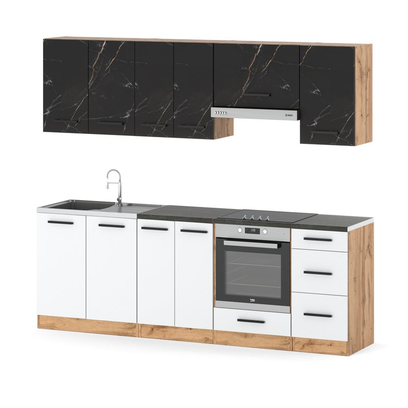 Zestaw kuchenny modułowy z blatem nowoczesny 2.4m wotan san sebastian biały