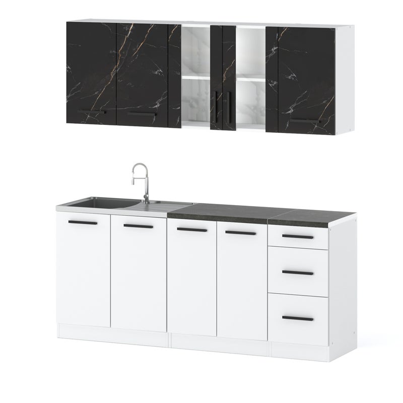 Kuchnia nowoczesna modułowa z blatem rest 2.0m biały san sebastian biały