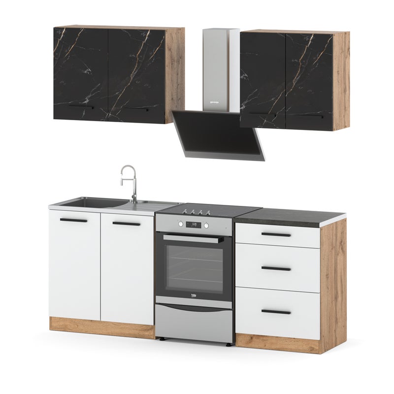 Kuchnia nowoczesna modułowa zestaw z blatem 2m wotan san sebastian biały