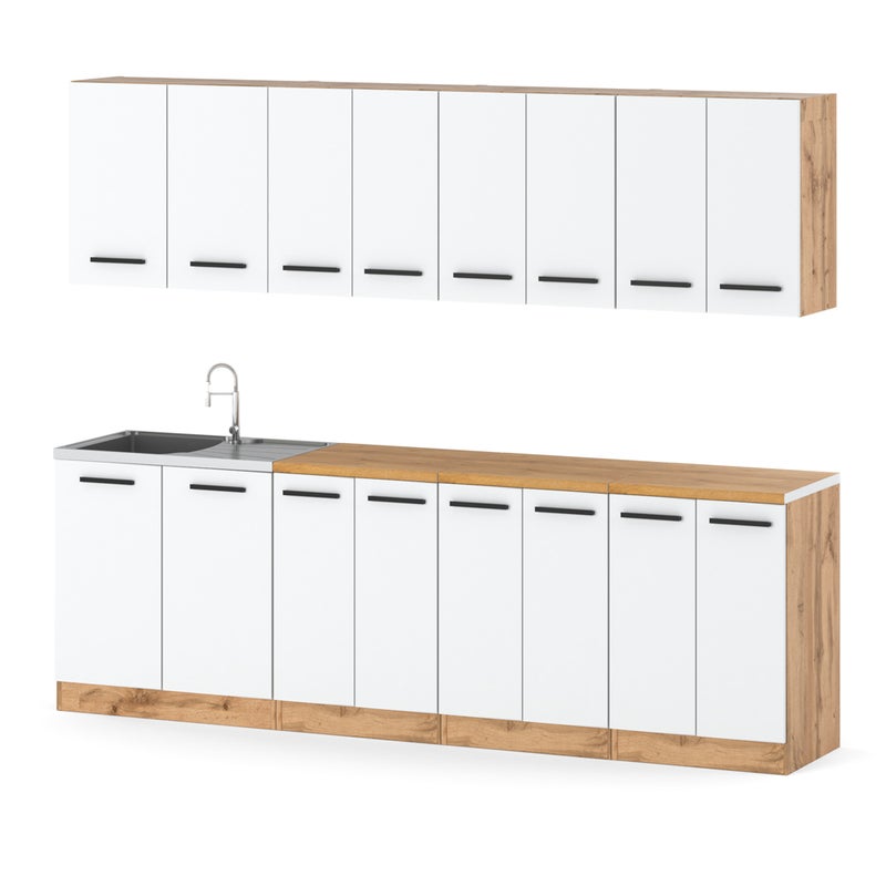 Meble kuchenne nowoczesne vero 2.6m modułowa zestaw mebli kuchennych biały