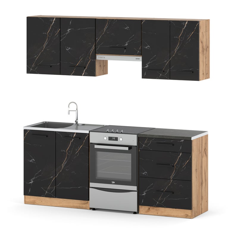Zestaw kuchenny nowoczesny modułowy z blatem 2m pojemny wotan san sebastian