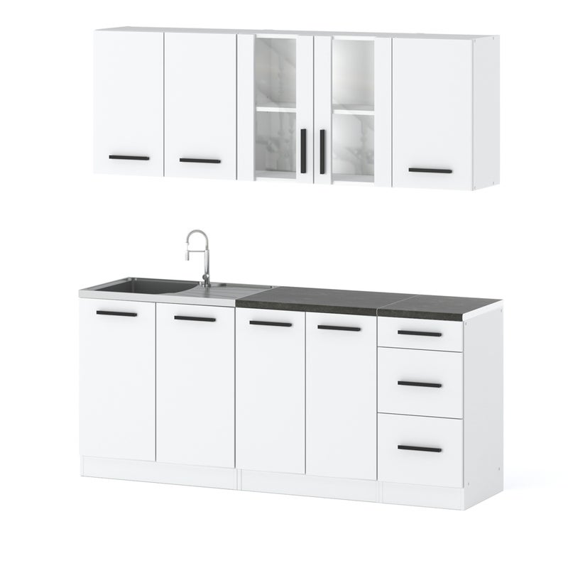 Meble kuchenne białe mat nowoczesne rest 2.0m zestaw kuchenny modułowy