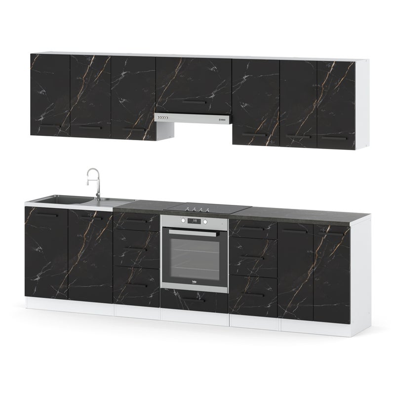 Kuchnia nowoczesna roma z blatem 2.8m duża modułowa biała san sebastian