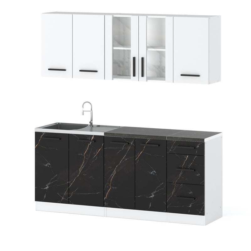 Kuchnia mała rest 2.0m modułowa z blatem biały biały mat san sebastian