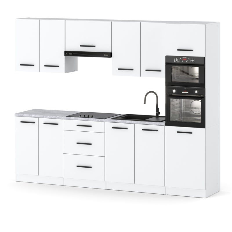 Zestaw mebli kuchennych marra 2.6m kuchnia nowoczesna modułowa biała mat