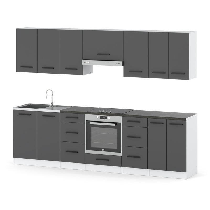 Meble kuchenne szare nowoczesne kuchnia roma 2.8m kuchnia modułowa pojemna