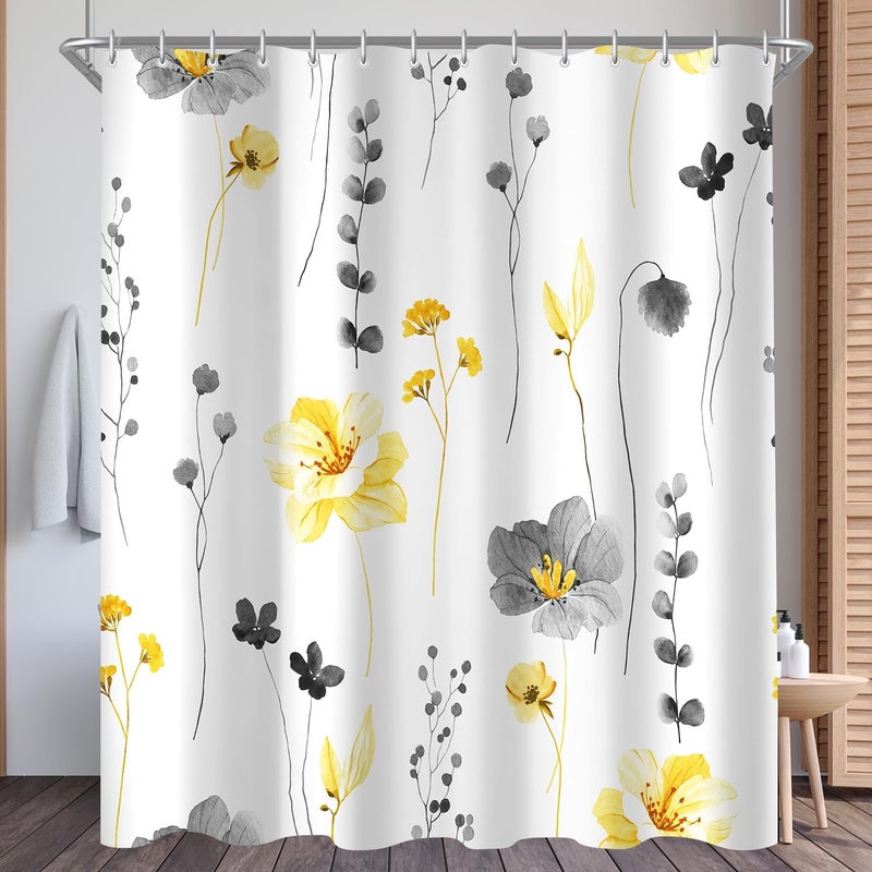 Prysznic, 180 x 200 cm, motyw kwiatowy, zasłona prysznicowa, anty-wilgociowa, deperlant, luksusowy poliester do łazienki i łazienki