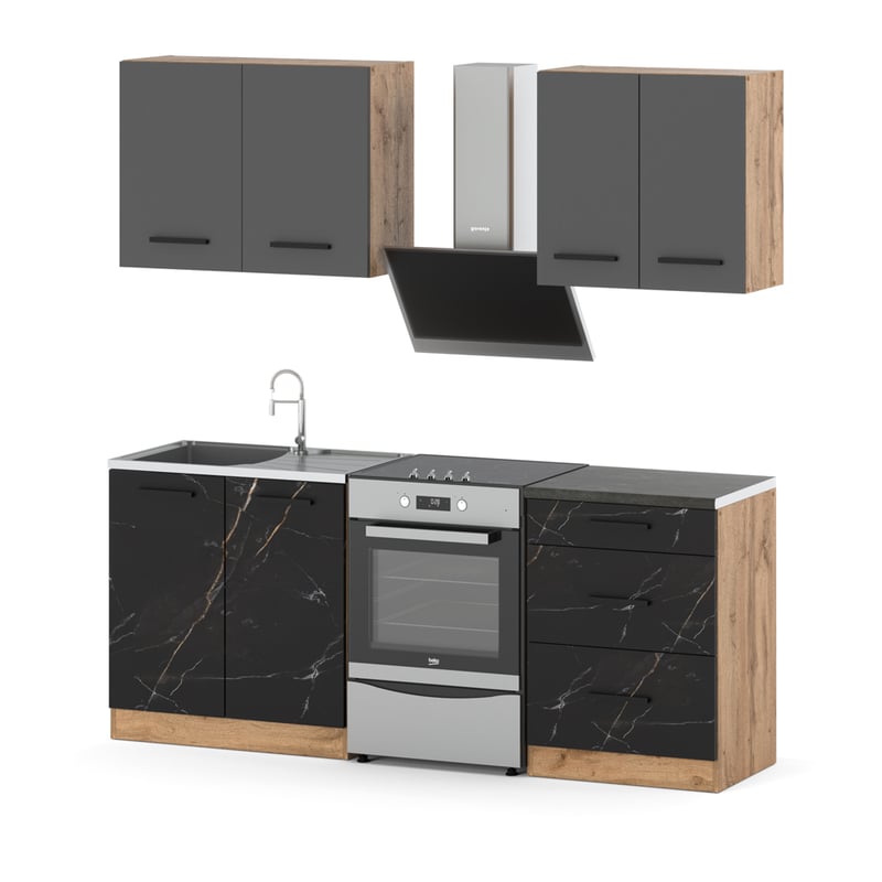 Kuchnia modułowa nowoczesna z blatem mała 2m wotan szary san sebastian