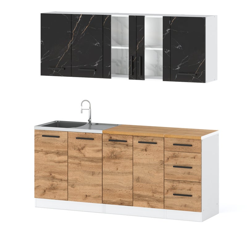 Kuchnia rest 2.0m pojemna nowoczesna mała biały san sebastian dąb wotan