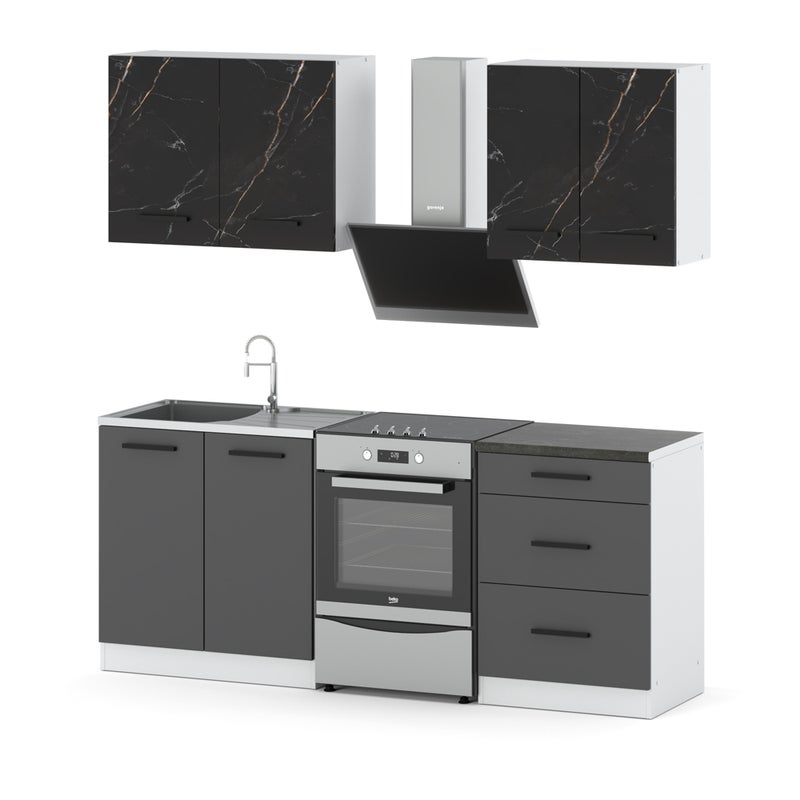 Kuchnia z blatem mini mokka 2m modułowa pojemna biały san sebastian szary