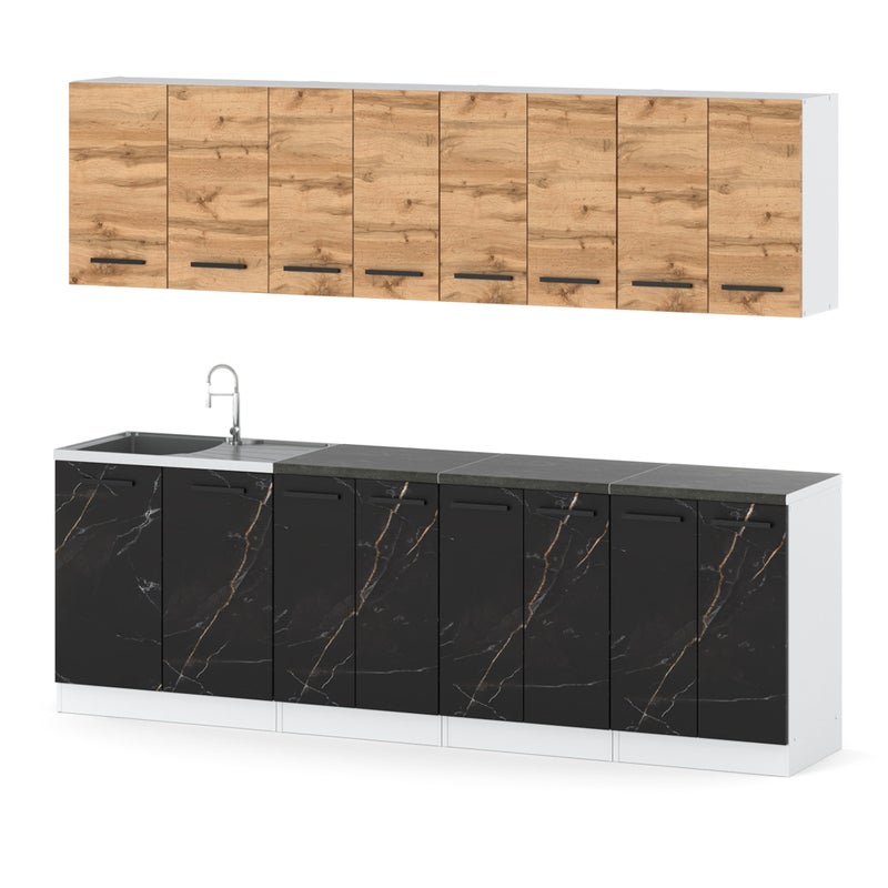 Kuchnia vero 2.6m modułowa nowoczesna duża biała dąb wotan san sebastian