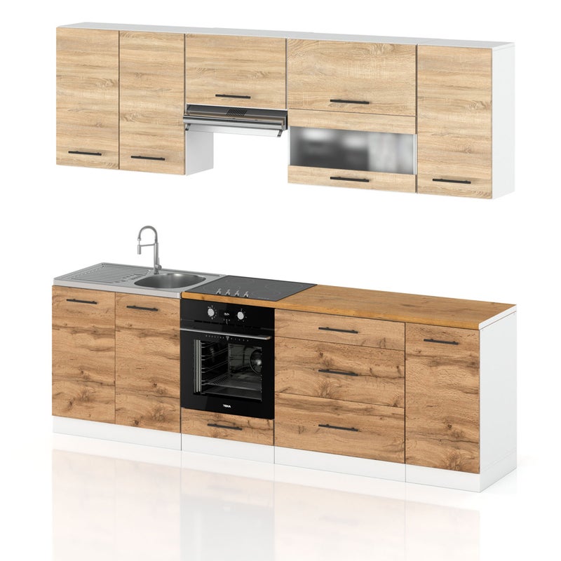 Meble kuchenne komplet kuchnia marocco 2.6m nowoczesne dąb sonoma wotan