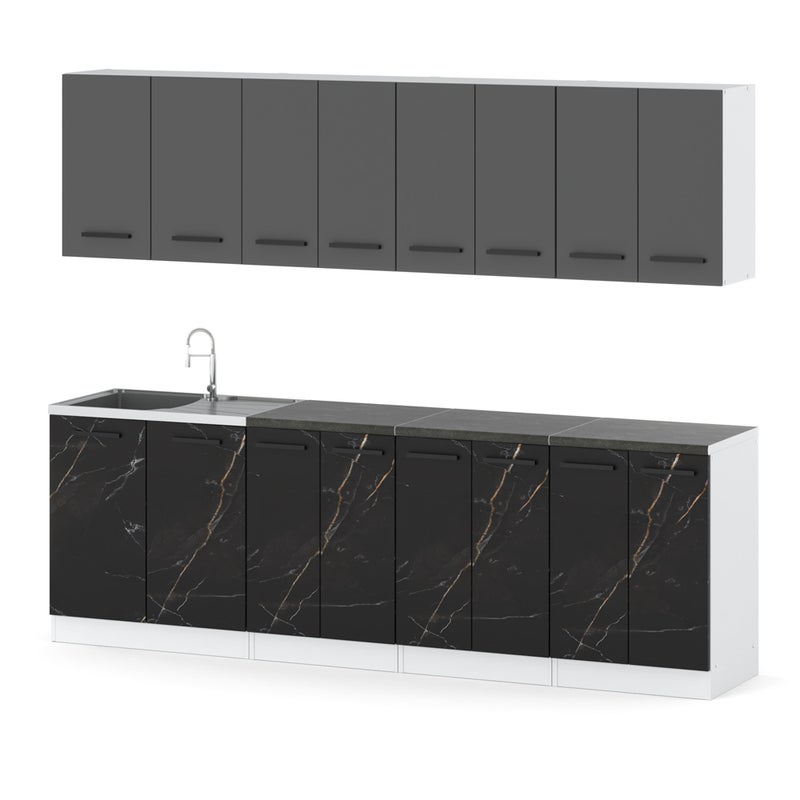 Kuchnia z blatem duża vero 2.6m zestaw kuchenny biała szara san sebastian