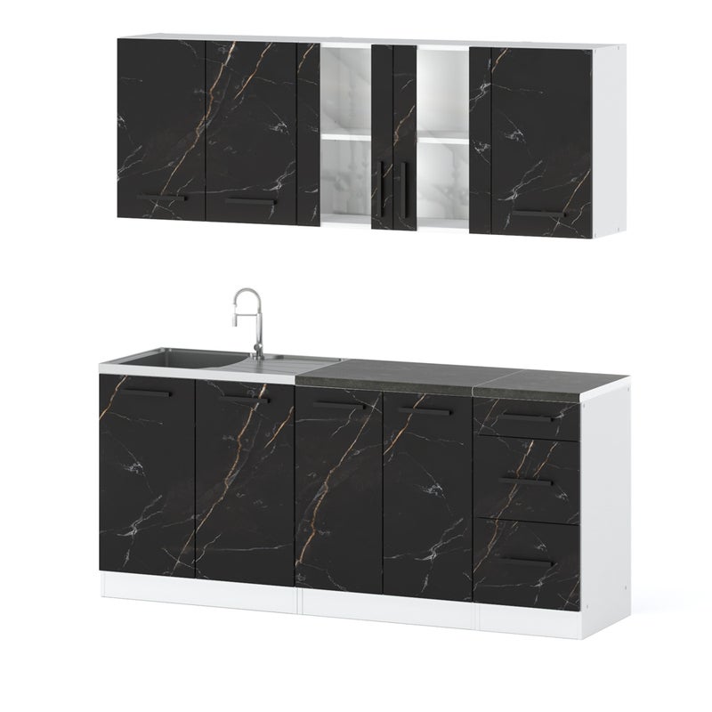 Kuchnia nowoczesna modułowa z blatem pojemna rest 2.0m biały san sebastian