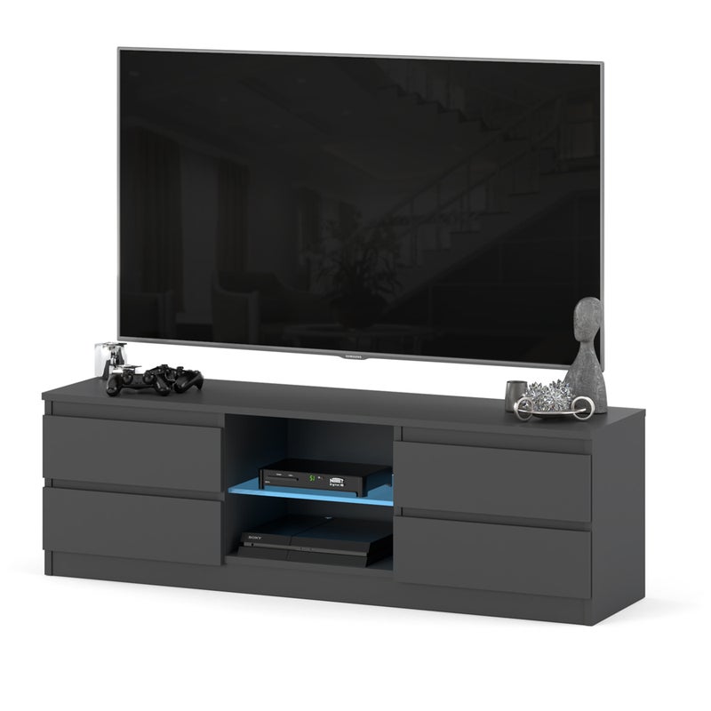 Szafka rtv nowoczesna 4 szuflady 138cm stolik salon sypialnia quattro szary