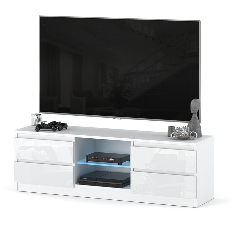 Szafka rtv quattro 138cm stolik pod telewizor salon sypialnia biały połysk