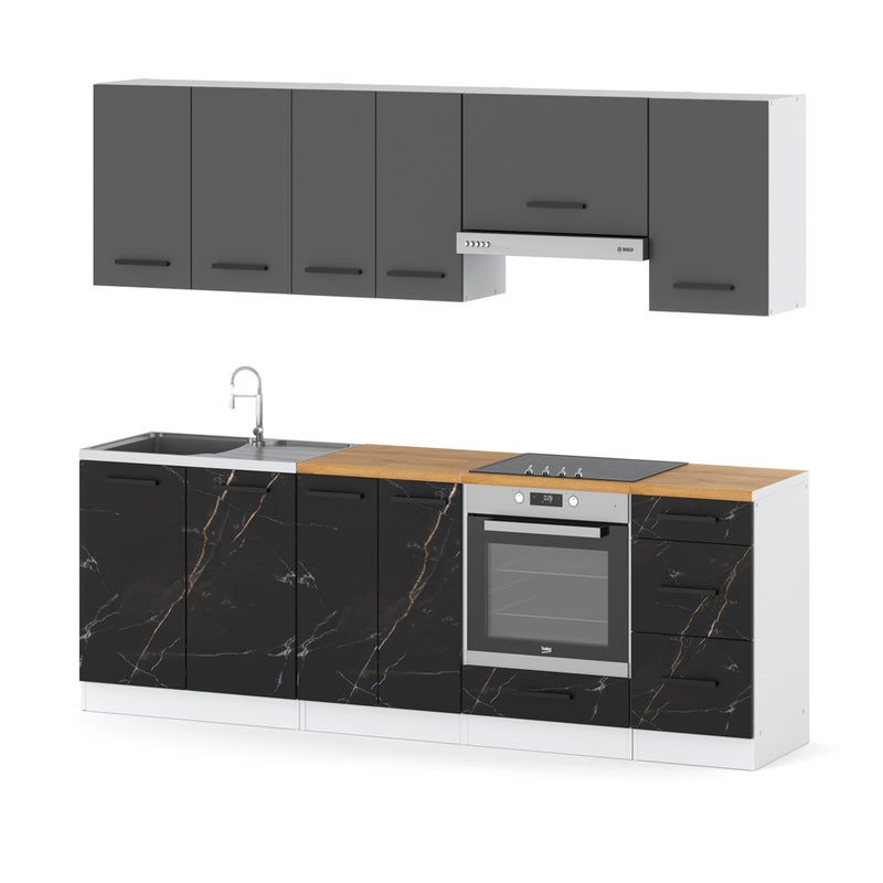 Kuchnia nowoczesna z blatem 2.4m modułowa biała szara mat san sebastian